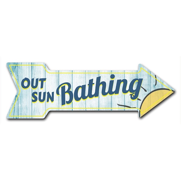 Out Sunbathing Arrow Decal Funny Home Decor 36in Wide